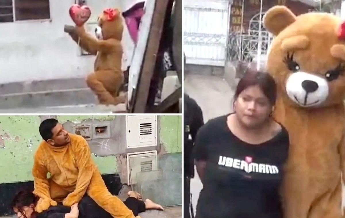 فیلم| پلیس مخفی در لباس خرس و با هدیه ولنتاین زن فروشنده مواد مخدر را بازداشت کرد